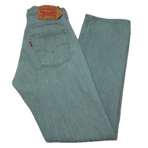 Levis 501 Jeans Mint Green Button Fly White Oak Cone Denim Pants Mens Size 30